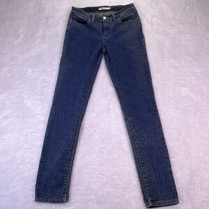 Levi's 711 Jeans Women's 28‎ Skinny Blue Faded Leopard Print Stretch Denim